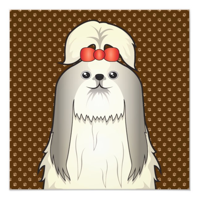 Shih Tzu Dog Cartoon Paws Photo Print (Front)