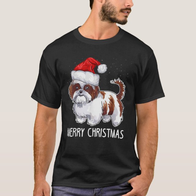 Shih Tzu Dog Christmas Cute Men Women Kids  T-Shirt (Front)