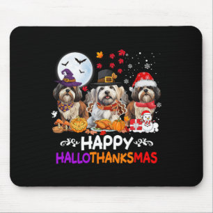 Shih Tzu Dog Christmas Happy Hallothankmas Thanksg Mouse Mat