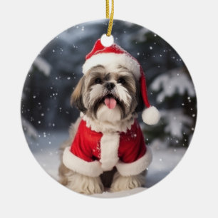 Shih Tzu Dog Christmas Keepsake Ceramic Tree Decoration