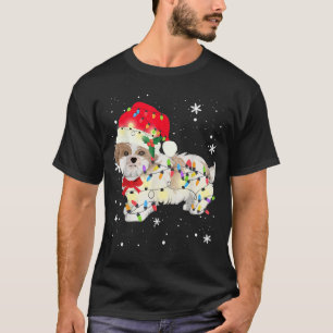 Shih Tzu Dog Christmas Light Xmas Mum Dad Gifts T-Shirt