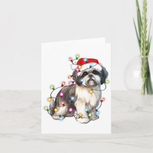 Shih Tzu Dog Christmas Lights Xmas Cute  Card