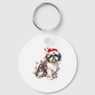 Shih Tzu Dog Christmas Lights Xmas Cute  Key Ring
