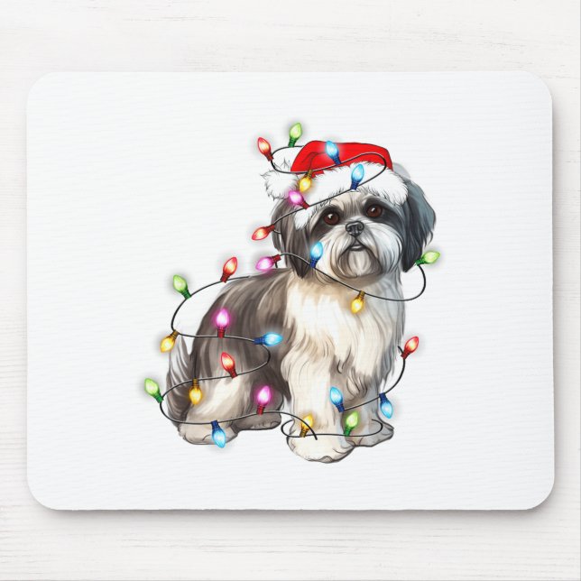 Shih Tzu Dog Christmas Lights Xmas Cute  Mouse Mat (Front)
