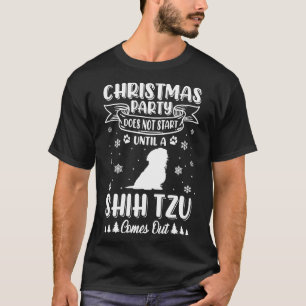 Shih Tzu Dog Christmas Party Pet Owner Dog T-Shirt