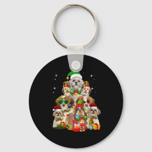 Shih Tzu Dog Christmas Tree Key Ring