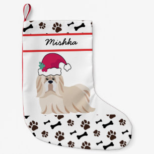 Shih Tzu Dog Christmas With Custom Dog Name Small Christmas Stocking