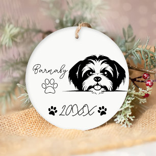 Shih Tzu Dog Custom Name & Year Ceramic Tree Decoration