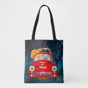 Shih Tzu Dog Driving Car Scary Halloween  Tote Bag