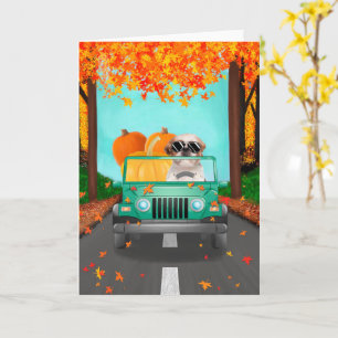 Shih Tzu Dog Fall Pumpkin Card