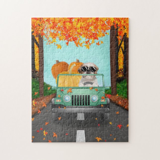 Shih Tzu Dog Fall Pumpkin  Jigsaw Puzzle (Vertical)