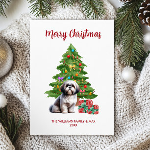 Shih Tzu Dog Family Christmas Holiday Card