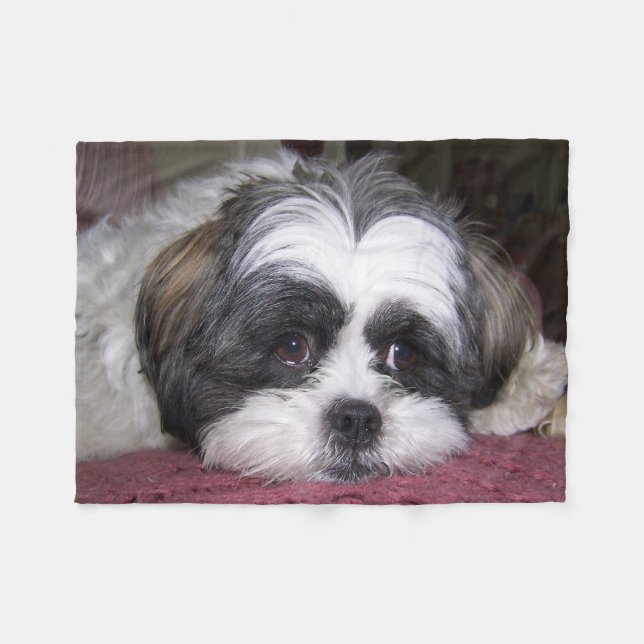 Shih Tzu Dog Fleece Blanket (Front (Horizontal))