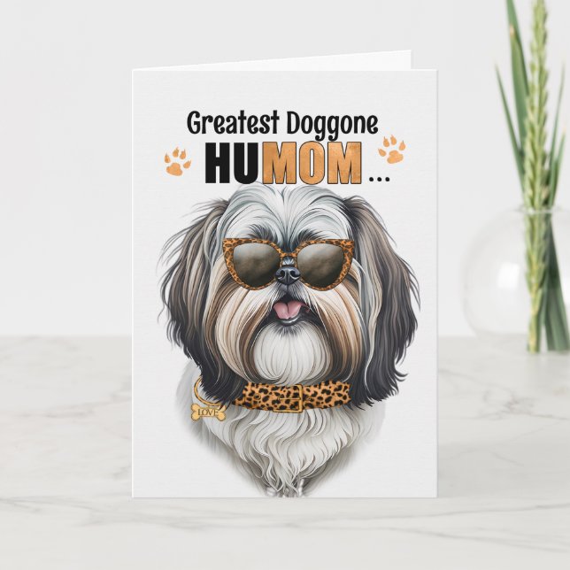 Shih Tzu Dog Greatest HuMOM Mother's Day Holiday Card (Front)