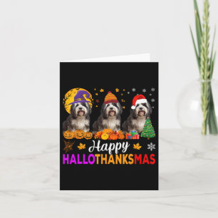 Shih Tzu Dog Halloween Christmas Hallothanksmas 1  Card