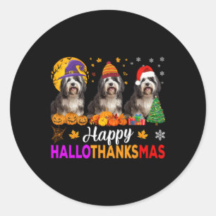Shih Tzu Dog Halloween Christmas Hallothanksmas 1  Classic Round Sticker