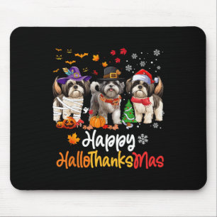 Shih Tzu Dog Halloween Christmas Happy Hallothanks Mouse Mat