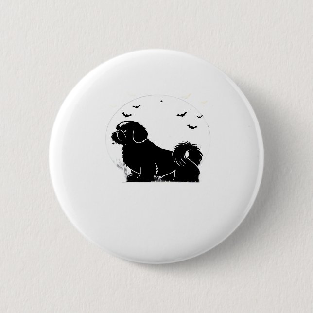 Shih Tzu Dog � Halloween Moon Silhouette Classic T 6 Cm Round Badge (Front)