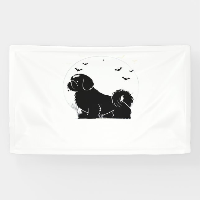Shih Tzu Dog – Halloween Moon Silhouette Classic T Banner (Horizontal)