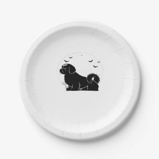 Shih Tzu Dog � Halloween Moon Silhouette Classic T Paper Plate (Front)