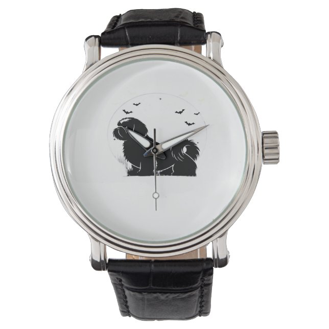 Shih Tzu Dog – Halloween Moon Silhouette Classic T Watch (Front)