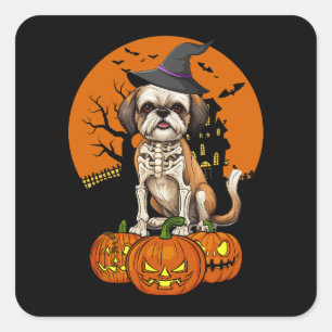 Shih Tzu Dog Halloween Square Sticker