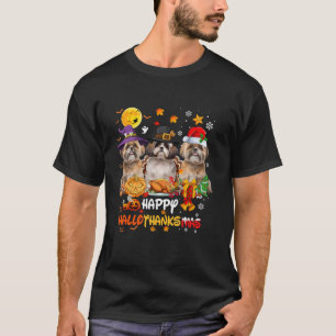 Shih Tzu dog Happy Halloween Thanksgiving Merry Ch T-Shirt