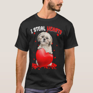 Shih Tzu Dog I Steal Hearts Cute Valentine Day Wom T-Shirt