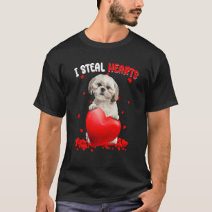 Shih Tzu Dog I Steal Hearts Cute Valentine Day Wom T-Shirt