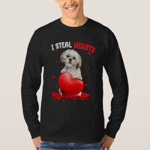 Shih Tzu Dog I Steal Hearts Cute Valentine Day Wom T-Shirt