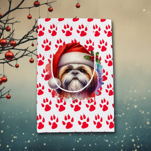 Shih Tzu Dog in Santa Hat Christmas Medium Gift Bag