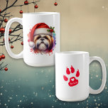 Shih Tzu Dog in Santa Hat Christmas Personalised Coffee Mug<br><div class="desc">If you love Shih Tzu and want cute Christmas coffee mug then here ya go! Cute watercolor style ai art Shih Tzu in Santa Hat.</div>