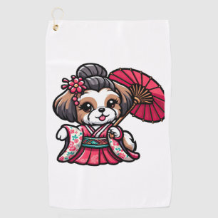 Shih Tzu Dog Kimono   Golf Towel