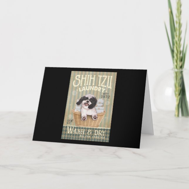 Shih Tzu Dog Laundry Cute Shih Tzu Life Puppy Tzu Thank You Card (Front)