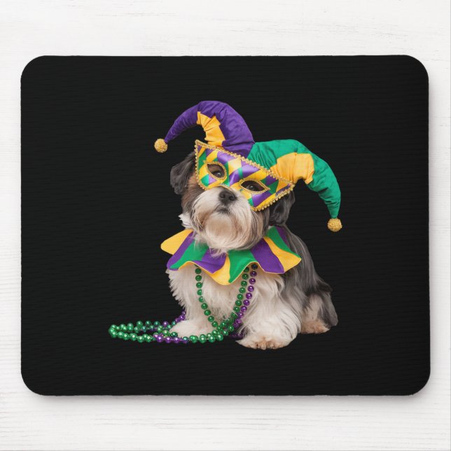 Shih Tzu Dog Lover Cute Mardi Gras Carnival Jester Mouse Mat (Front)