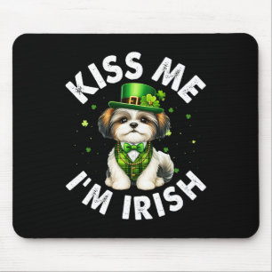 Shih Tzu Dog Lovers Kiss Me I'm Irish Funny St Pat Mouse Mat
