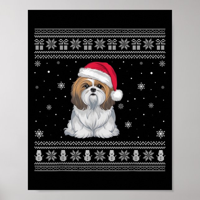 Shih Tzu Dog Lovers Men Women Santa Ugly Xmas Swea Poster (Front)