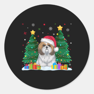 Shih Tzu Dog Lovers Santa Hat Ugly Christmas Sweat Classic Round Sticker