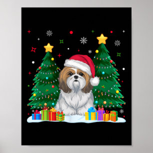 Shih Tzu Dog Lovers Santa Hat Ugly Christmas Sweat Poster