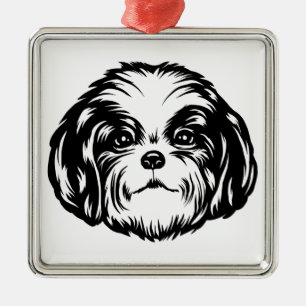 Shih Tzu Dog Metal Tree Decoration