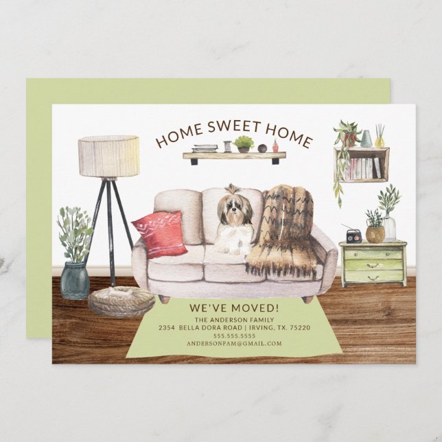 Shih tzu Dog Moving Announcement (Front/Back)