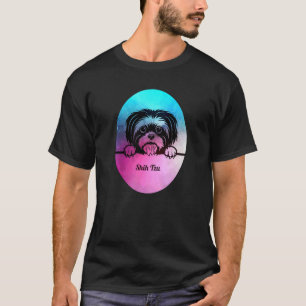 Shih Tzu Dog Mum And Dad Pet Parents Blue Pink Ea T-Shirt