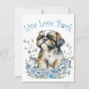 Shih Tzu Dog Mum Floral Card