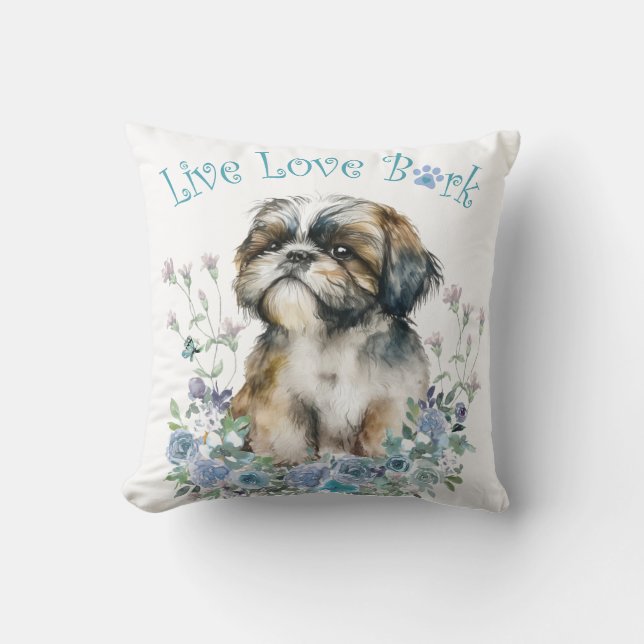 Shih Tzu Dog Mum Floral Cushion (Front)