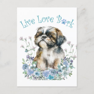 Shih Tzu Dog Mum Floral Postcard