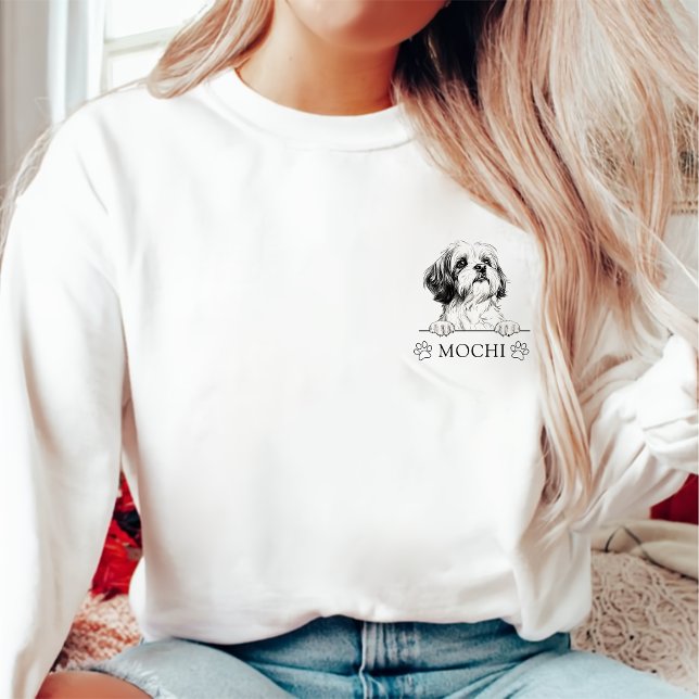 Shih Tzu Dog Personalised Hand Drawing Sweatshirt (Creator Uploaded)