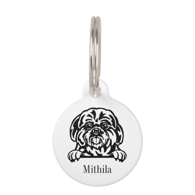 shih tzu dog personalised name tag (Front)