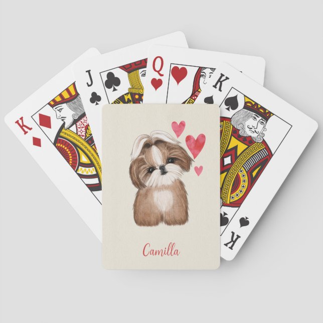 Shih Tzu Dog Personalised Pet Name Playing Cards (Back)