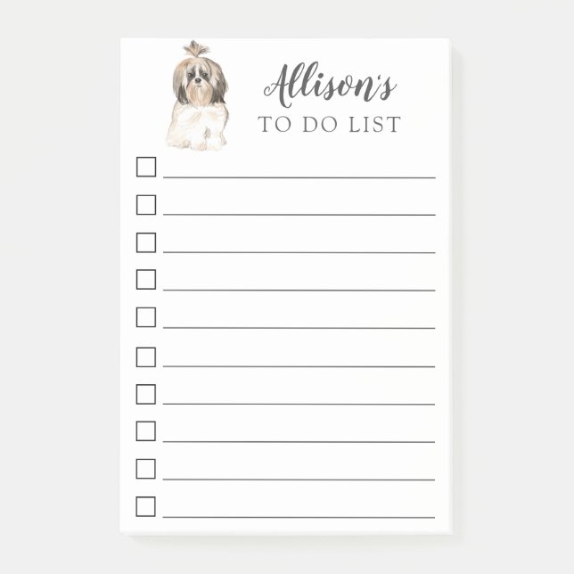 Shih tzu Dog Personalised To Do List Post-it Notes (Front)