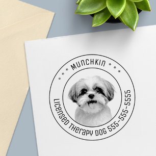 Shih Tzu Dog Pet Photo Round Self-inking Stamp